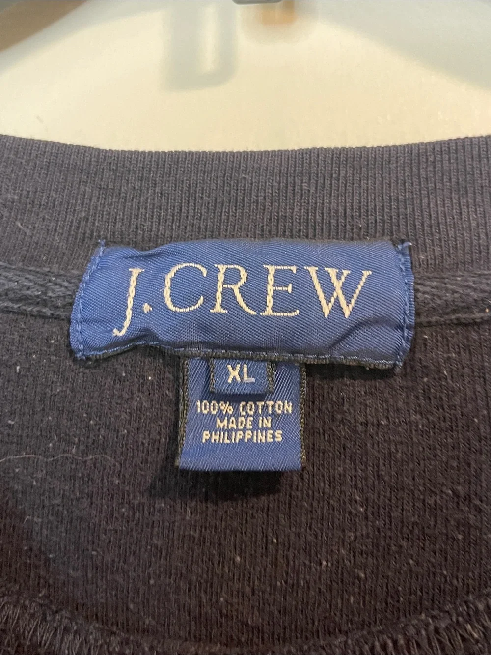 J. Crew Navy Cropped Crewneck Sweatshirt with White Stripes